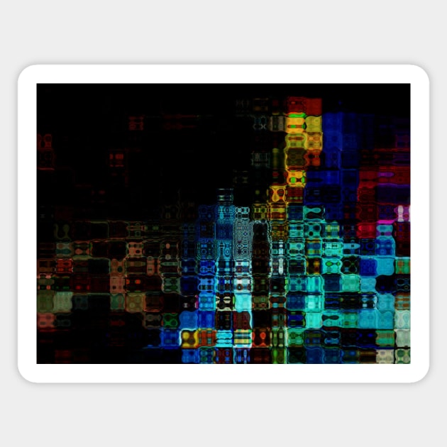 Psychedelic Cityscape Sticker by ARTWORKandBEYOND